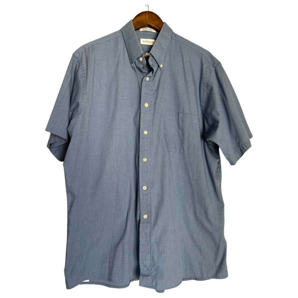 Blue Pinpoint Oxford Van Heusen Short Sleeve 17 1/2